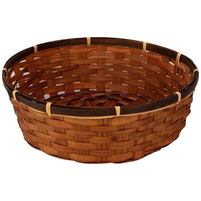 Rustic Brown Round Bamboo Basket 30x9cm