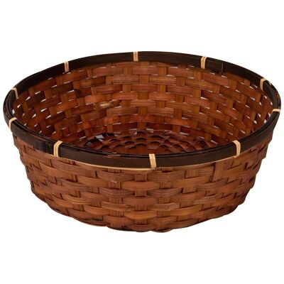 Round Rustic Brown Bamboo Basket 34x11cm