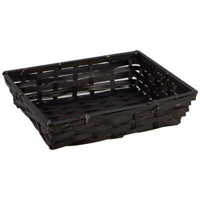 Black Rectangular Bamboo Basket Elegance 25x20x5cm