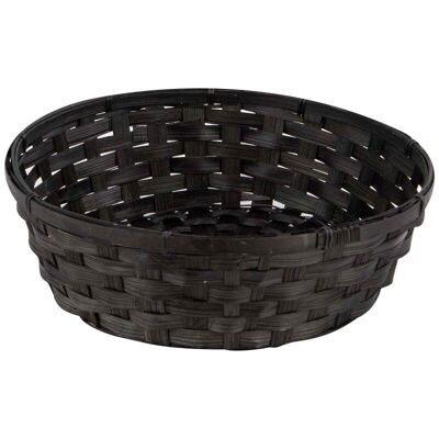Round Black Bamboo Basket Elegance 30x9cm