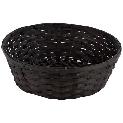 Round Black Bamboo Basket Elegance 34x11cm