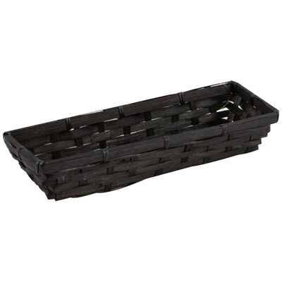 Black Rectangular Bamboo Basket Elegance 30x10x6cm