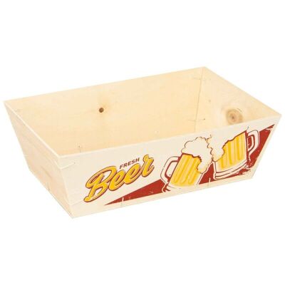 Cesta rectangular de madera para cerveza fresca beige 29,5x19,5x9cm