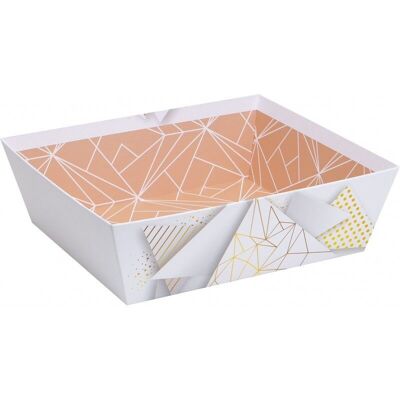 White cardboard basket gold pattern cold resistant 38x32x11cm