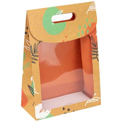 Geschenktüte aus Karton mit Fenster Orange Canyon 19x9x27cm