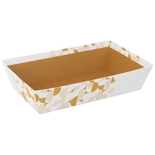 Corbeille Carton Rectangulaire Blanc Eclat d'Or 33x20x7cm