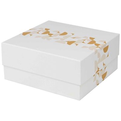 Boite Carton Rectangulaire Blanche Eclat d'Or 26x24,5x11,5cm