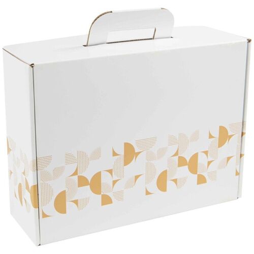 Valisette Carton Rectangulaire Blanc Eclat d'Or 25x19x10cm