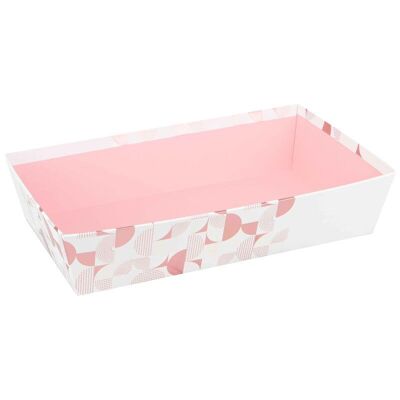 Cesta rectangular de cartón rosa Iconic 33x20x7cm