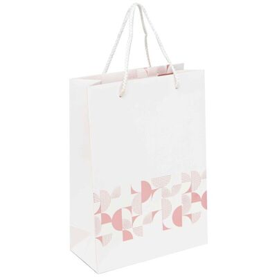 Bolsa de cartón rectangular blanca y rosa Iconic 19x9x27 cm