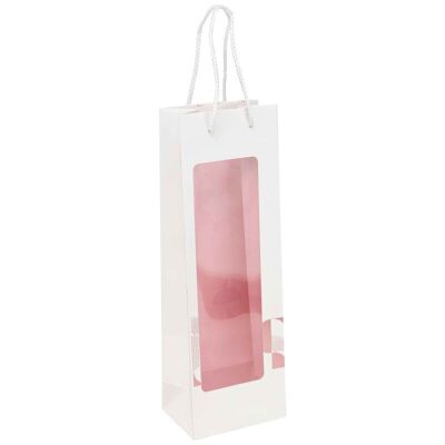 Cardboard bottle bag with white window Iconic 12x8.5x36cm