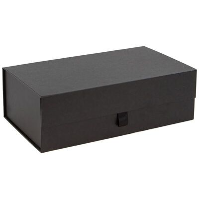 Essential black leather magnetic cardboard box 32x18x10cm