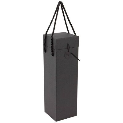 Essential-Flaschenbox aus schwarzem Lederkarton, 10 x 10 x 33 cm