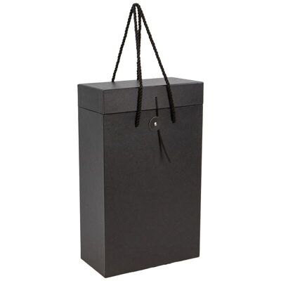 Caja para botellas de cartón rectangular cuero negro 20x10x33cm