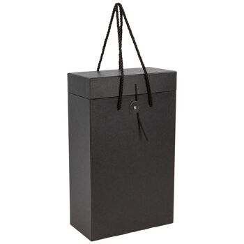 Coffret bouteille carton rectangulaire noir cuir 20x10x33cm 1