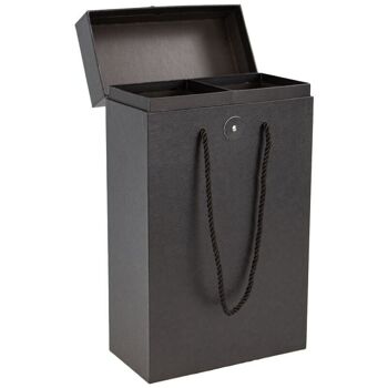 Coffret bouteille carton rectangulaire noir cuir 20x10x33cm 3