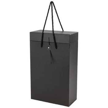 Coffret bouteille carton rectangulaire noir cuir 20x10x33cm 4