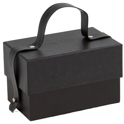 Caja de cartón con asa de piel negra Essential 14,5x9x9cm
