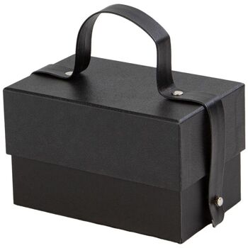 Boite carton poignee noir cuir Indispensable 14,5x9x9cm 4