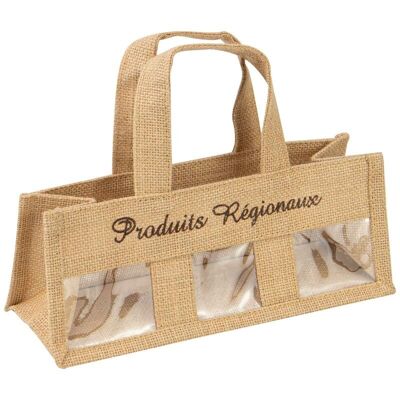 Natural jute bag with windows Regional products 26x10x10/20cm