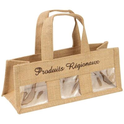 Bolsa de yute natural con ventanas Productos regionales 26x10x10/20cm
