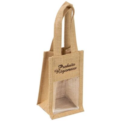 Natural jute bag with window Regional products 10x10x18/28cm