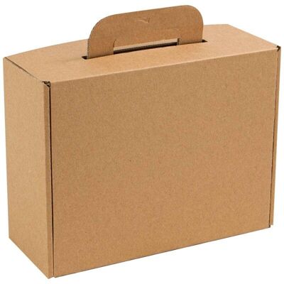 Kraft brown rectangular cardboard suitcase 25x19x10 cm