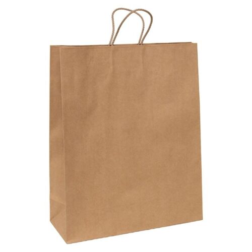 Sac Kraft rectangulaire anses torsadees marron 34x14x39,5cm