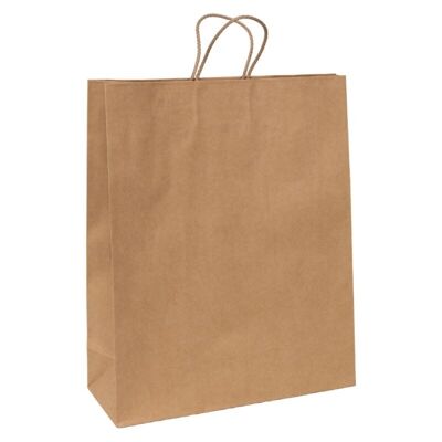 Rectangular Kraft bag with brown twisted handles 34x14x39.5cm