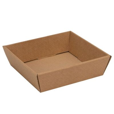 Corbeille carton carree marron Kraft 22x22x5cm