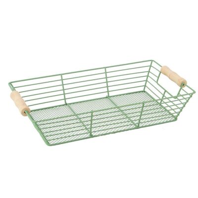 Sauvage green rectangular metal basket 34x20x7 cm