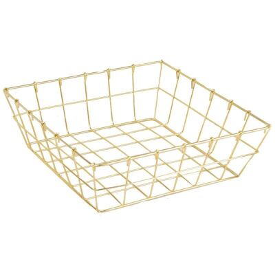 Royal gold square metal basket 22x22x7 cm