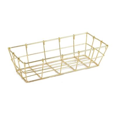 Royal gold rectangular metal basket 24x10x6cm