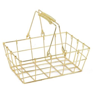 Royal gold rectangular metal basket 22x14x8cm
