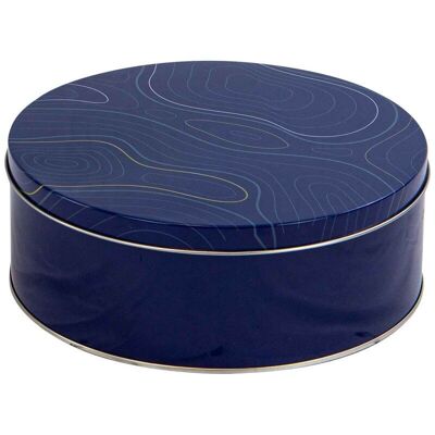 Abysse blue round metal box 20.5x7.5 cm