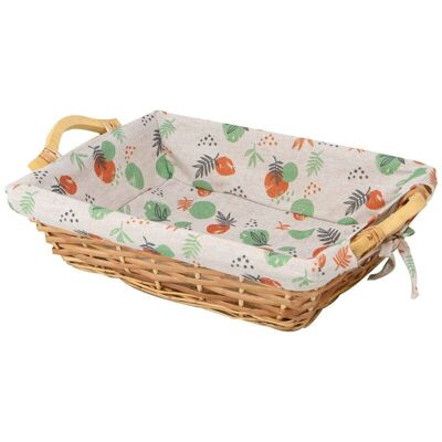 Rectangular wicker/Canyon fabric basket 36x27x10 cm