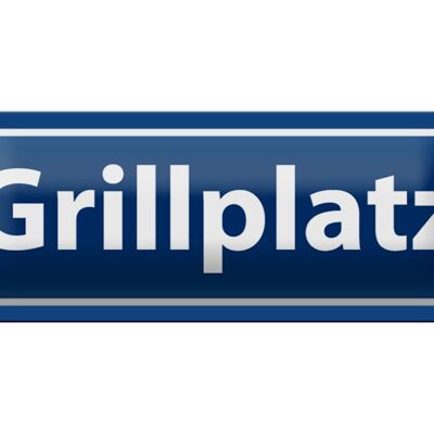 Blechschild Grillplatz 27x10cm BBQ Grill Grillen Garten Dekoration