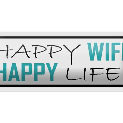 Blechschild Spruch 27x10cm Happy wife happy life Dekoration