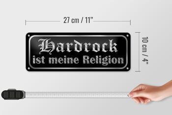 Panneau en étain disant 27x10cm, décoration Hard rock is my religion 4