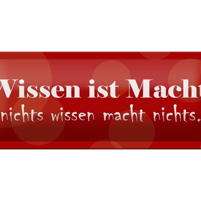 Blechschild Spruch 27x10cm Wissen ist Macht Dekoration