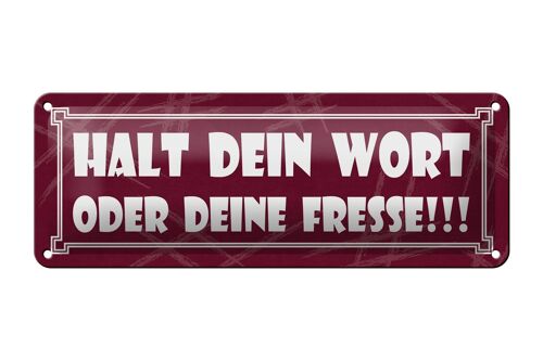 Blechschild Spruch 27x10cm Halt dein Wort oder deine Fresse Dekoration