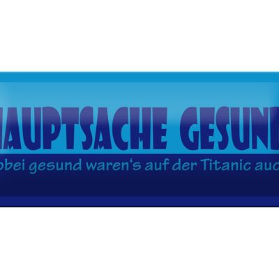 Blechschild Spruch 27x10cm Hauptsache gesund Dekoration