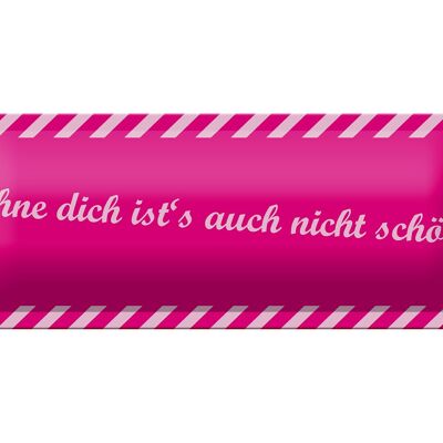 Blechschild Spruch 27x10cm ohne dich ist´s auch nicht schön Dekoration