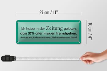 Panneau en étain disant 27x10cm, 37% de toutes les femmes trichent, décoration 4