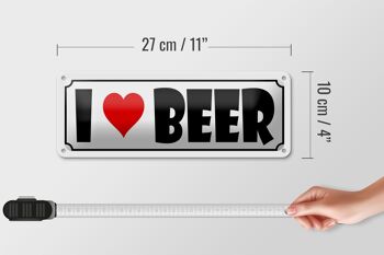 Panneau en étain disant 27x10cm, bière, j'aime la décoration de la bière 4