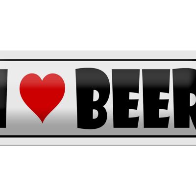 Targa in metallo con scritta "Birra I Love Beer" 27x10 cm. Decorazione