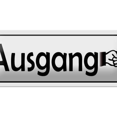 Blechschild Ausgang rechts 27x10cm Exit Wegweiser in weis