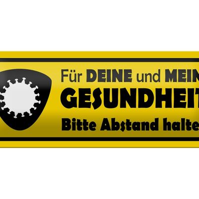 Blechschild Gesundheit 27x10cm Bitte Abstand halten Dekoration