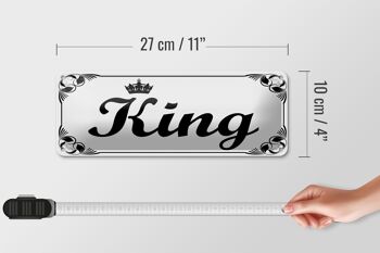 Plaque en étain disant 27x10cm Roi avec décoration de couronne 4