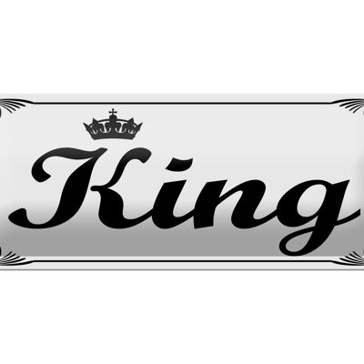 Cartel de chapa con texto "Rey con decoración de corona", 27x10cm